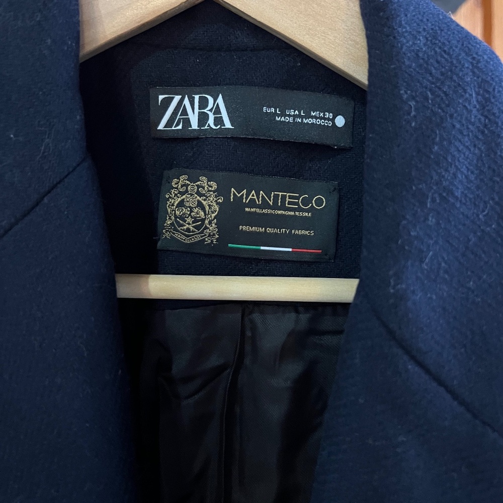 Double Breasted Zara Manteco Wool Blend Trench Coat - Picture 2 of 7